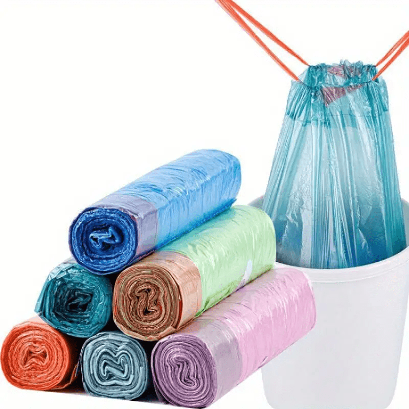 

5 Rolls, Thicken Disposable Garbage Bags, Kitchen Storage Trash Can Liner Bags, Protect Privacy Plastic Waste Vomit Bag Of Household Garbage Bags With Drawstring For Indoor Home Trash Bags