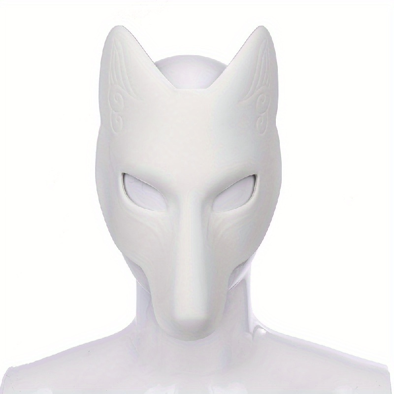 

1pc Blank Fox Mask For Cosplay, Diy Anime Style, Face Mask With Design Templates, Party Prom, Halloween Masquerade Costume, Photo Props, Unpainted