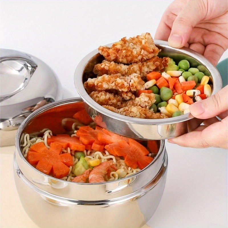 stainless steel insulated lunch box 27oz 33 8oz double layer leakproof bento bowl for hot foods portable hand washable   picnics outdoor meals details 8