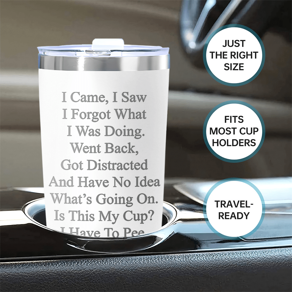1pc 590ml/20oz Funny Text Stainless Steel Car Cup, Water Cup, Gift For Family Friends, Custom Stainless Steel Insulated Water Bottle, Coffee Cup For Travel, Outdoor Activities, Fitness Training