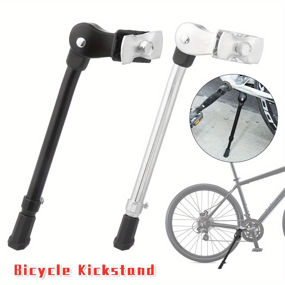 

1pc Adjustable Aluminium Alloy Bicycle Kickstand, Mountain Bike Cycling Side Rear Prop Stand, For Sports Bike, Available In Black And Silvery