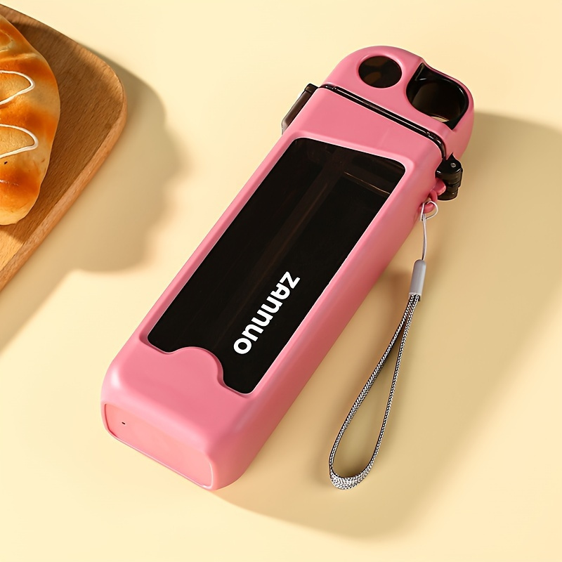  350ml leakproof bpf free square water bottle with built in straw durable pc material hand wash only perfect for outdoor and travel details 6