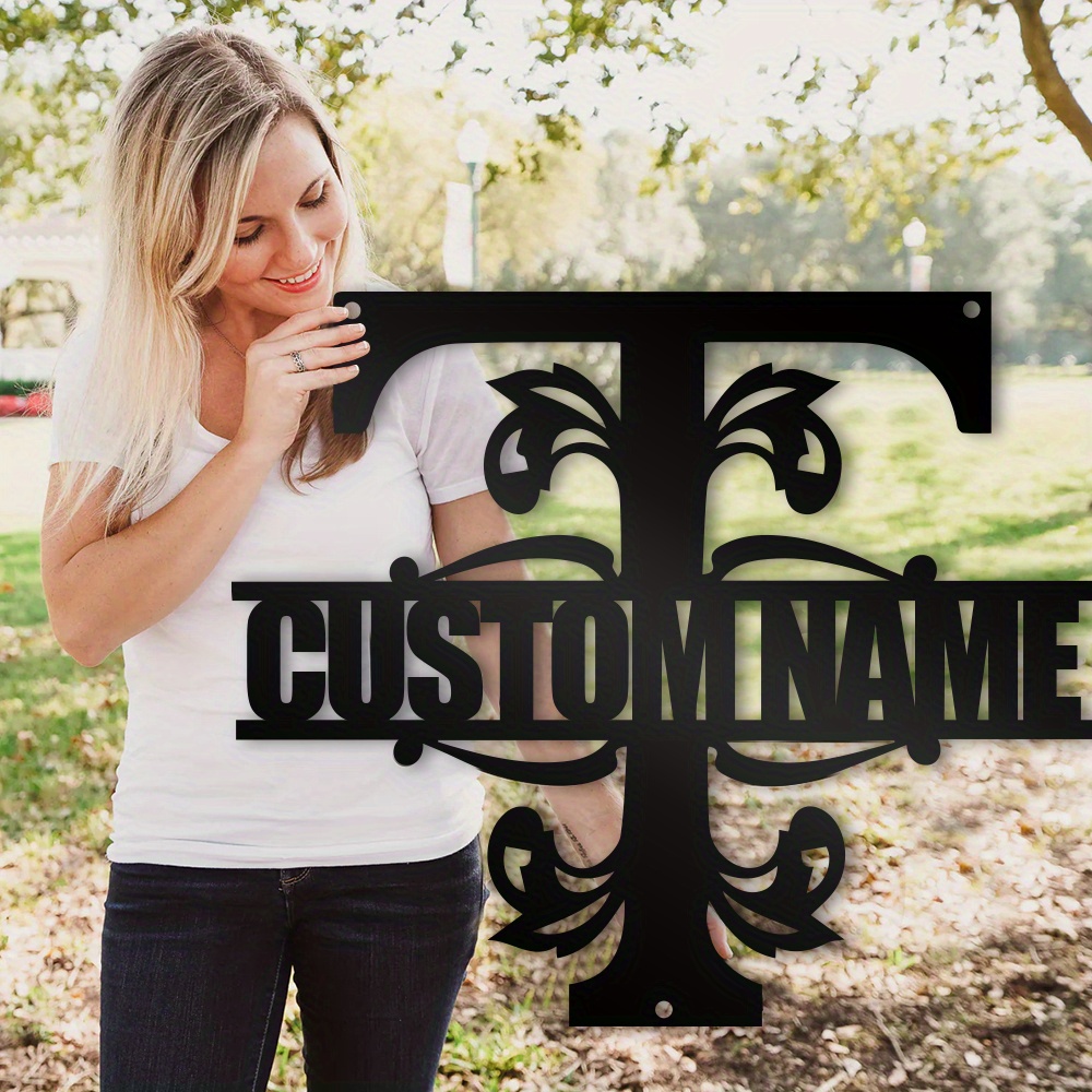 

1pc Personalized Metal Sign, Custom Your Name Family Name Metal Sign, Welcome Sign With Number, Monogram Family Name Sign, Personalized Wedding Gift Idea