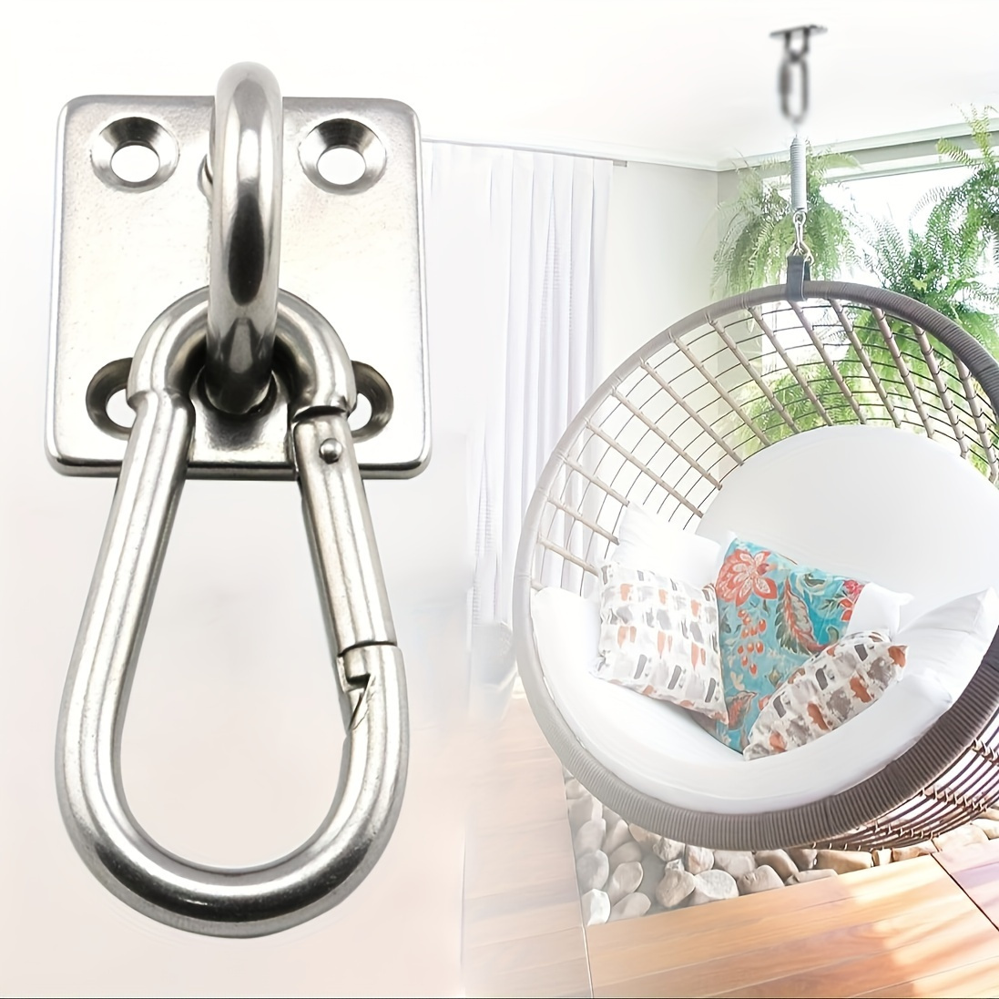 

Stainless Steel Hammock Hanging Kit - Heavy Duty Mounting Hooks For Swing Chair, Hanging Basket, Sandbag - 1 Set Multipurpose Hardware For Indoor & Outdoor Use