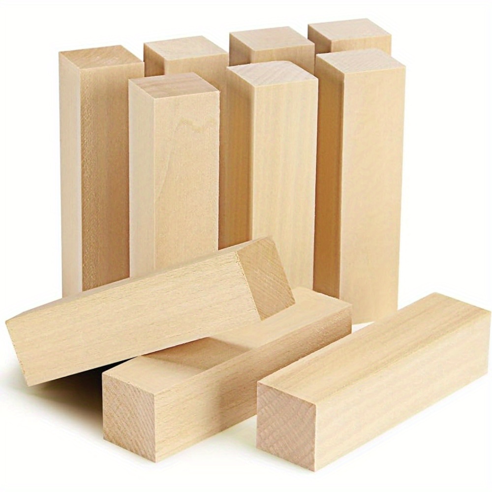 

10-piece Basswood Carving Blocks - 4x1x1 Inch Soft Solid Wood For Whittling & Crafting, Ideal For Beginners To Experts