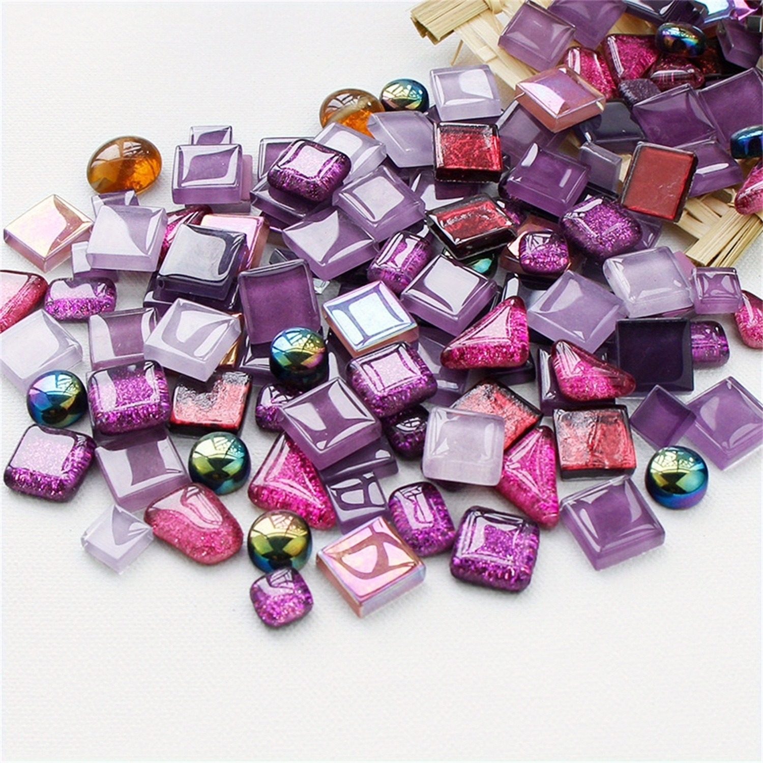 

100g Piece Purple Glitter Crystal Glass Mosaic Tiles For Diy Crafts And Jewelry Making