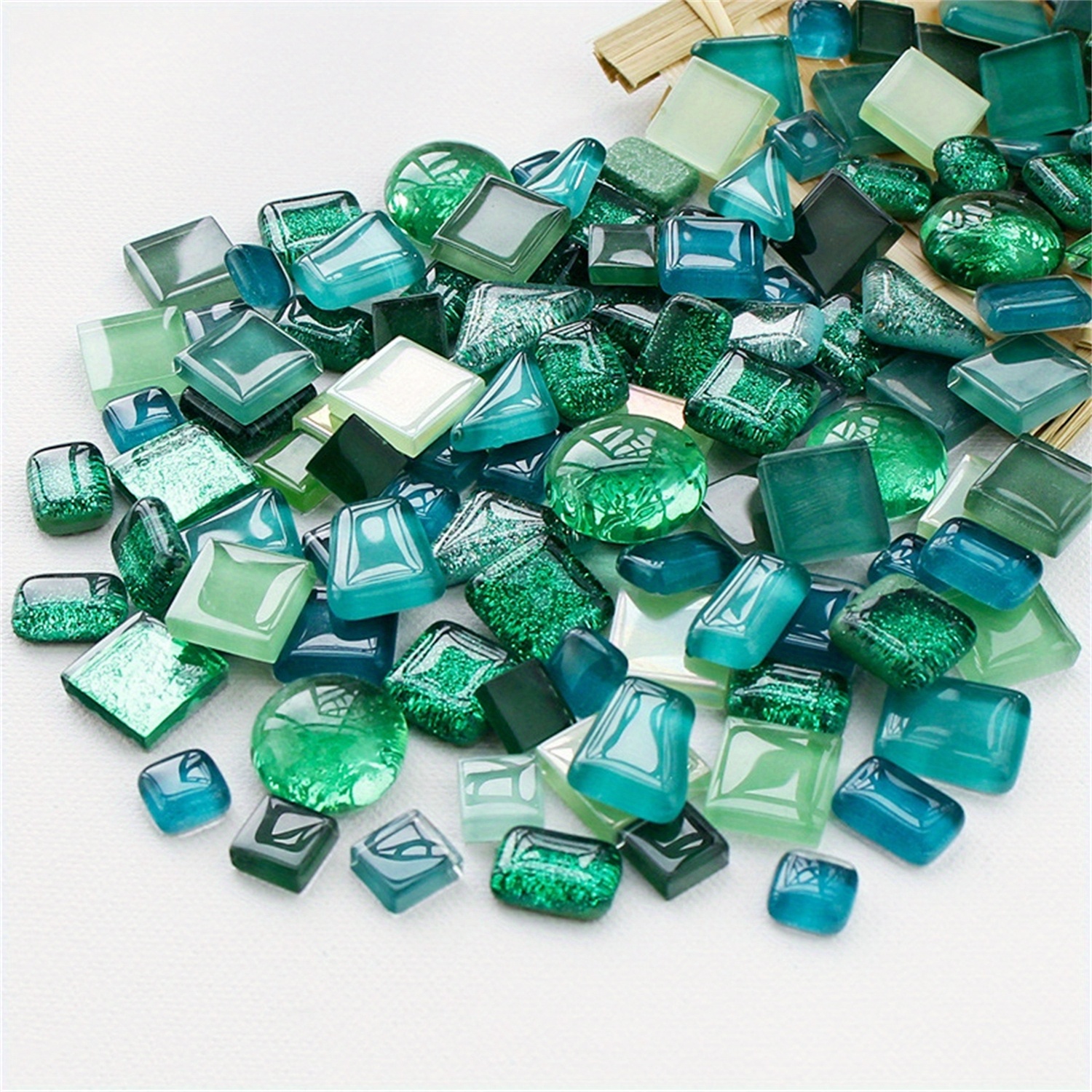 

100g Piece Of Vibrant Green Glass Mosaic Tiles - Perfect For Diy Crafts & Decor