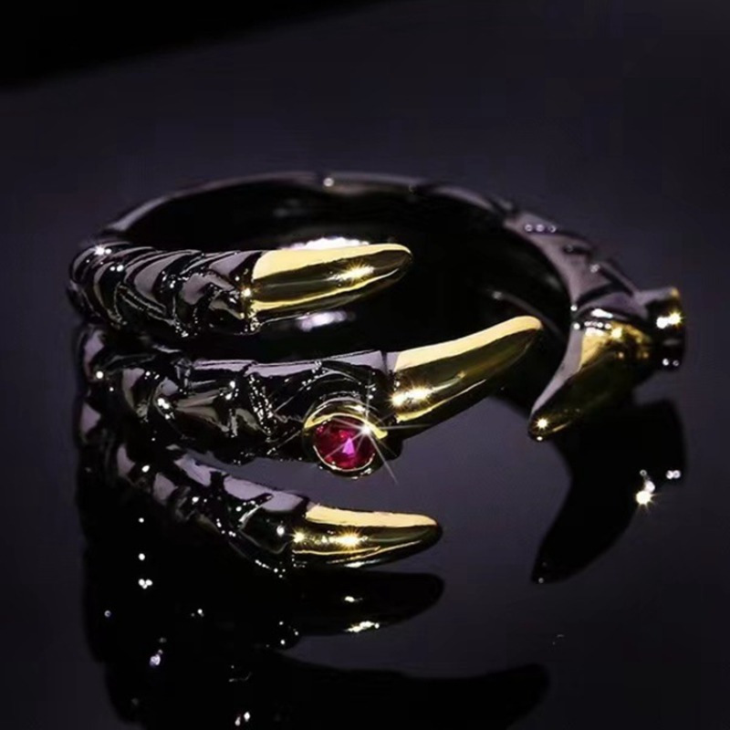 

1pc Men's Bold Eagle Claw Ring, Alloy Design With Glass Faux Gemstone, Personality Style Single Ring For Fashion