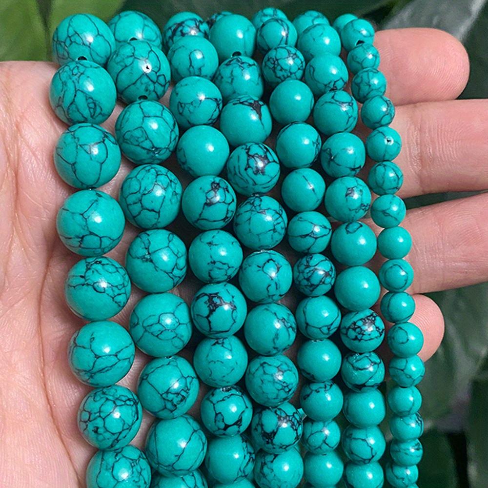 

Turquoise Beads For - Smooth Round Loose Gemstones, 15" Strand, Sizes 4-14mm - Ideal For Crafting Unique Bracelets & Necklaces, Beads For Jewelry Making