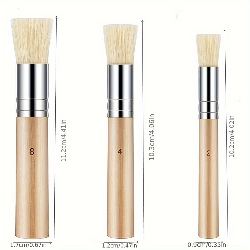 

3pcs Bristle Round Head Painting Brush, Art Painting Acrylic Watercolor Template Brush, Log Pen Holder