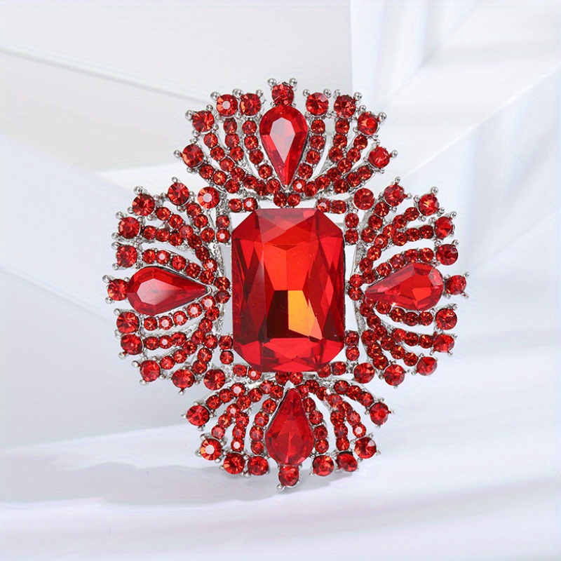 luxurious crystal glass brooch stylish high end   clothing accessory diamond studded chest pin details 2