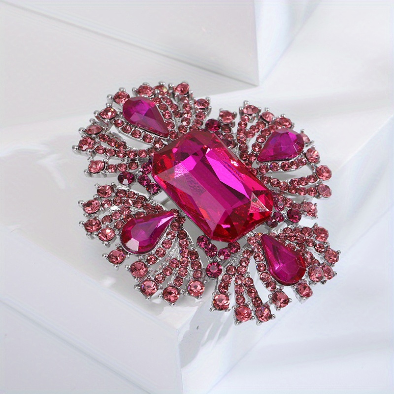 luxurious crystal glass brooch stylish high end   clothing accessory diamond studded chest pin details 5