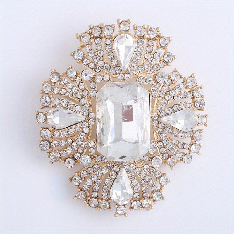 luxurious crystal glass brooch stylish high end   clothing accessory diamond studded chest pin details 8