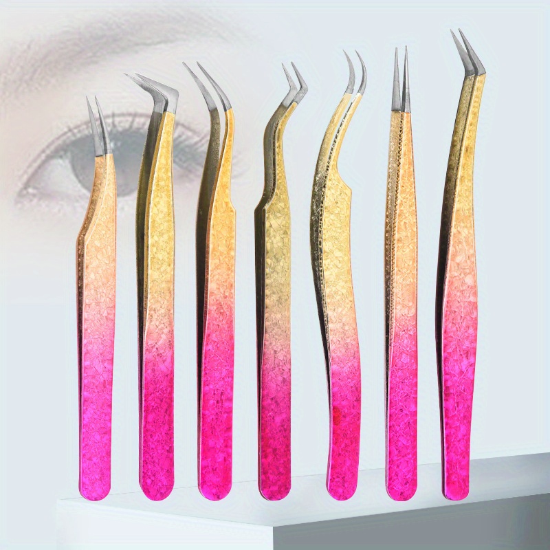 

Professional Eyelash Extension Tweezers, Ombre Color Precision Stainless Steel Tools For Application, For Makeup Artists