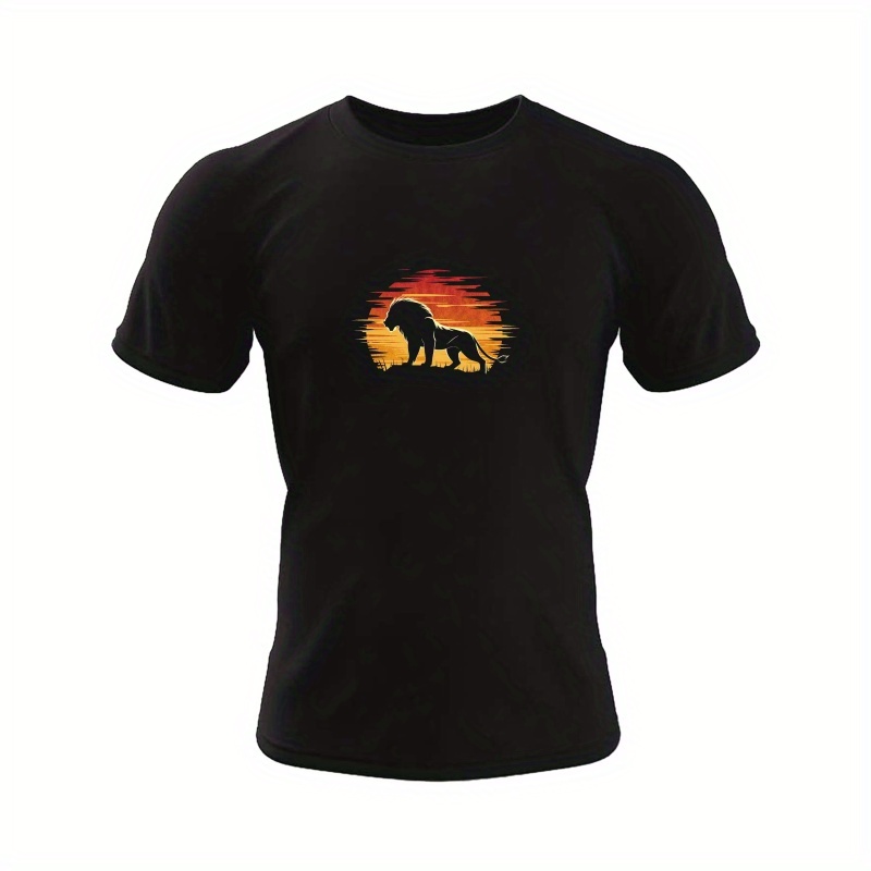 

Sunset Silhouette Print Tee Shirt, Tees For Men, Casual Short Sleeve T-shirt For Summer