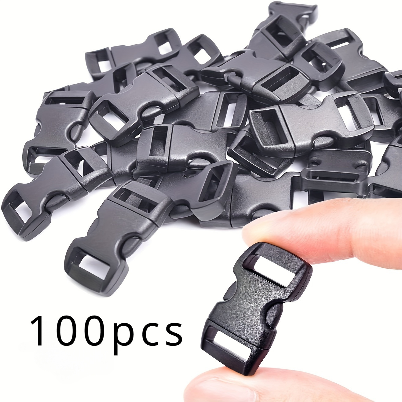 

100pcs, Plastic Quick Release Buckles For Diy Paracord Bracelets And Dog Collar Straps - 3/8 Inch Curved Clips