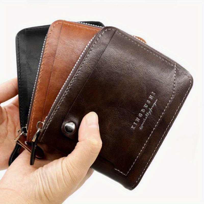 casual pu leather wallet rfid blocking multi function credit card holder short zipper wallet