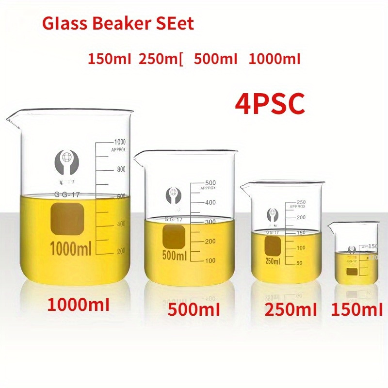 

4pcs Lab Set - , Graduations, 150ml/250ml/500ml/1000ml , Includes Pouring