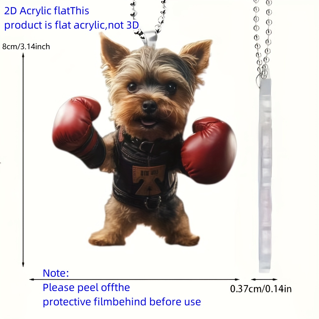 

Adorable Boxing Dog Acrylic Pendant - Versatile 2d Charm For Car Rearview Mirror, Keychain, Home & Holiday Decor