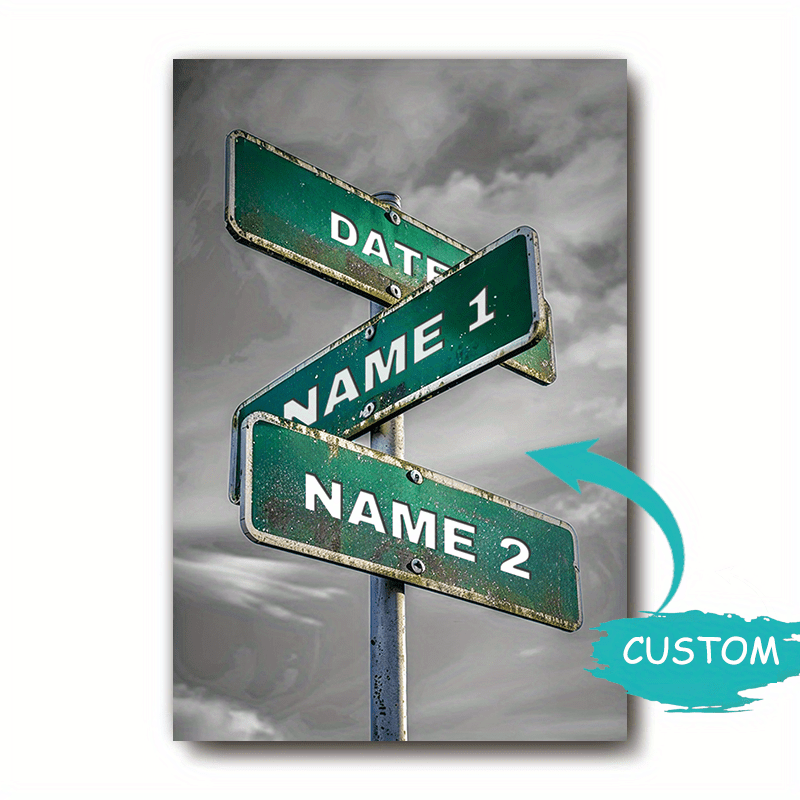 

1pc Customizable Unframed Canvas Poster, Personalized Street Sign Canvas, Custom Your Name, Perfect Gift For Friends & Family, Wall Art, Home Decor