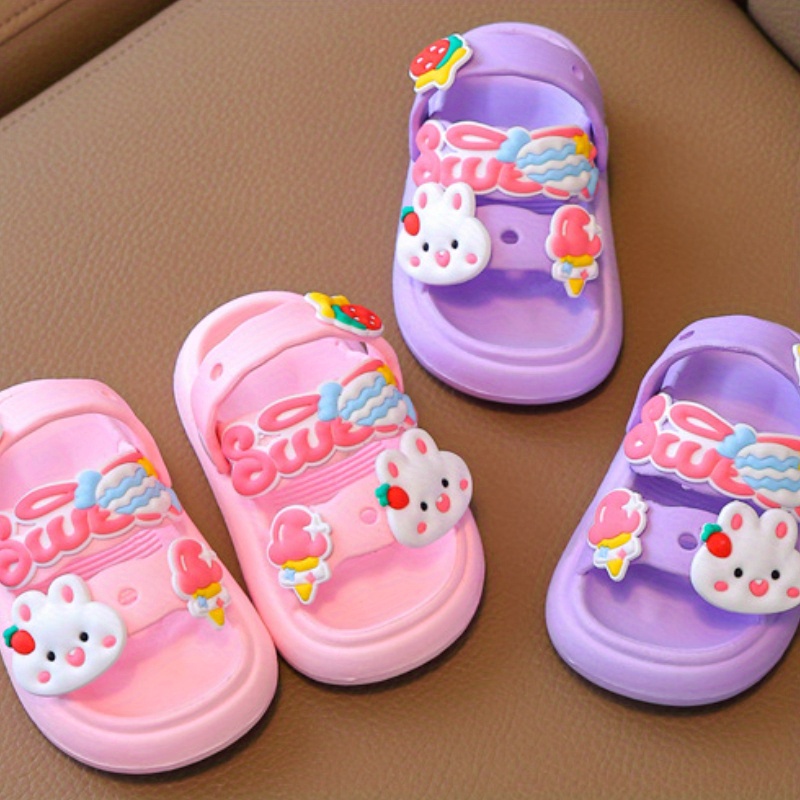 Girls' Pink Cartoon Sandals - Breathable, Non-Slip Beach & Water Shoes with Rotating Buckle Closure for Youngsters and Youngsters, Sports, Wading Shoes