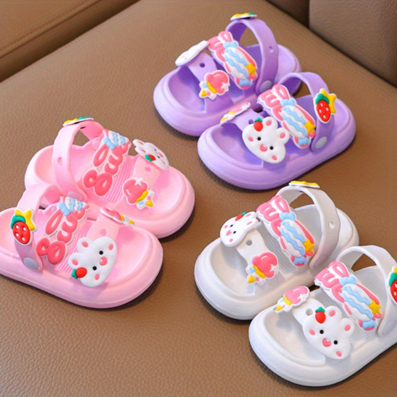 Girls' Pink Cartoon Sandals - Breathable, Non-Slip Beach & Water Shoes with Rotating Buckle Closure for Youngsters and Youngsters, Sports, Wading Shoes