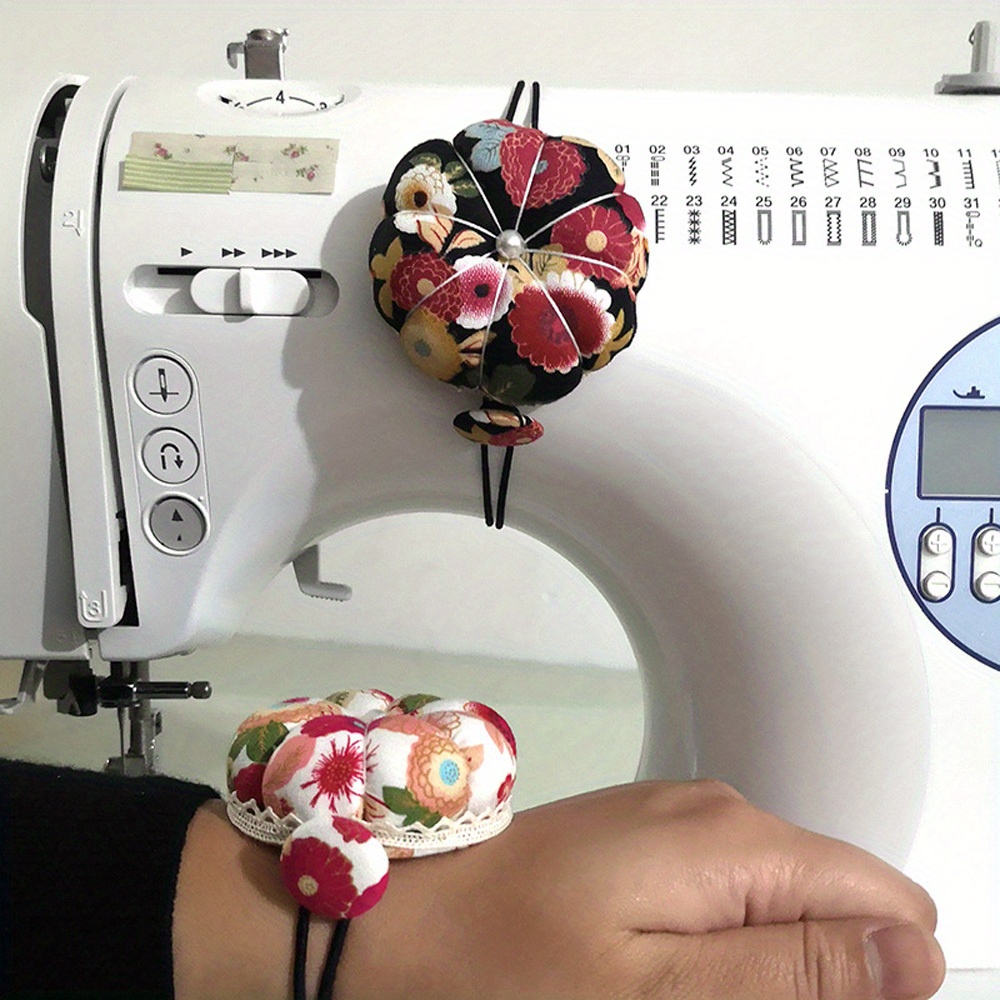 

Floral Pumpkin Wearable Needle Cushion - Portable Sewing Machine Accessory, Knitting & Craft Supplies