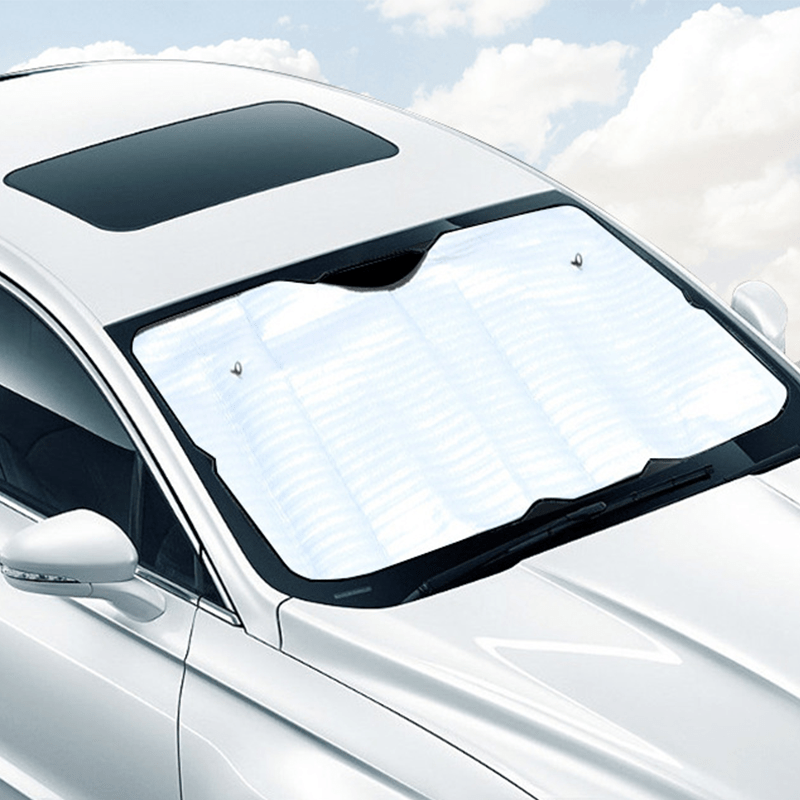 

1pc Car Sunshade, Front Windshield Sunshade, Thickened Foam Aluminum Foil Sunshade, Universal Internal And External Sunshade, Summer Car Sunshade Tool, Car Interior Protection