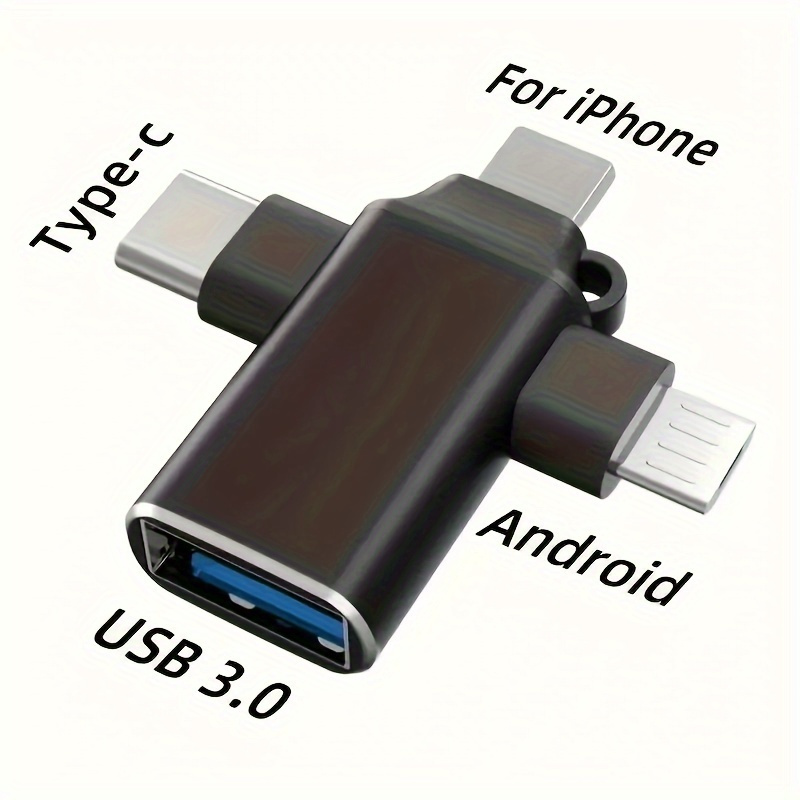 

3 In 1 Usb Otg Adapter With Type-c, Micro Usb & Connectors, Usb 3.0 Data Transfer Converter, Compact Design For Tablet, Hard Disk Drive, - No App Required (dimensions: 1.65in X 1.49in)