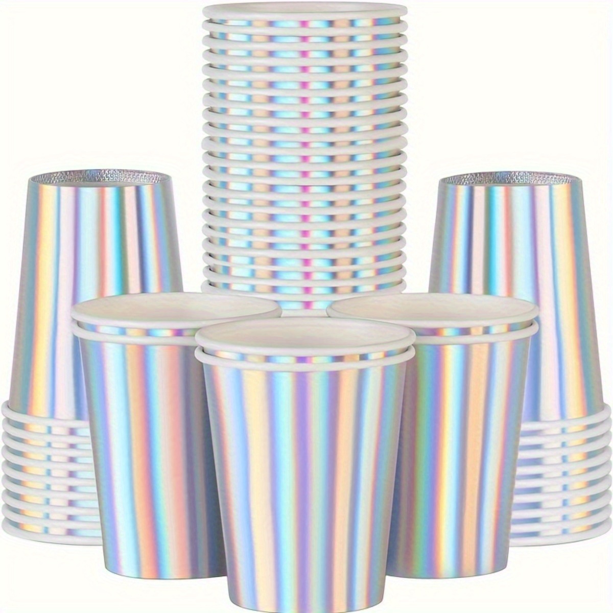 

25-pack Iridescent Rainbow Disposable Cups For Hot & Cold Drinks - Perfect For Parties, Birthdays, Weddings & Picnics