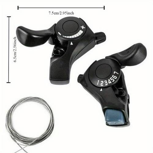 high quality 6 7 mtb mountain bike trigger shifters stainless steel thumb gear levers with installation hardware paint and blue accents for control