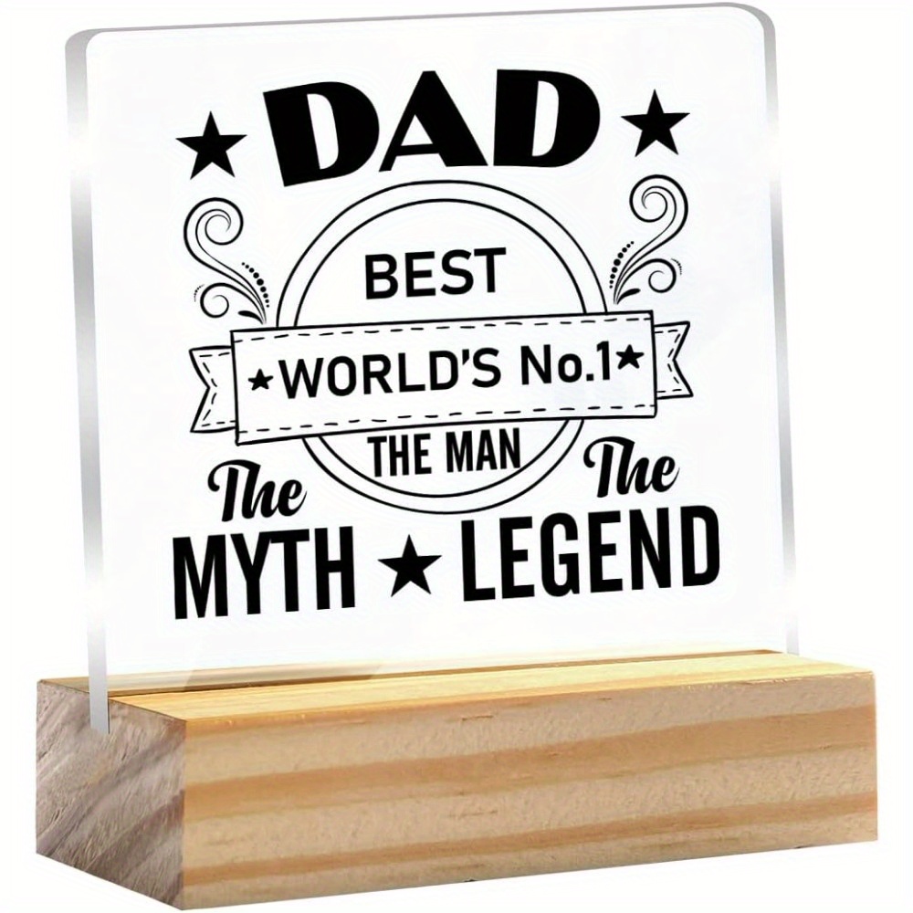 

1pc Dad For 's Day Dad Clear Desk Decorative Plaque Wooden Stand Desk Decor For