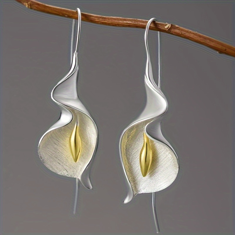 

Stylish Dangle Earrings Silver Plated Irregular Flower Design Silvery Or Golden Pick A Color U Prefer Casual Dating Decor