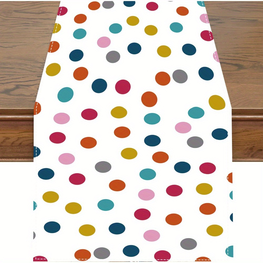 

1pc, Table Runner, Colorful Polka Dot Table Runner (14x55 Inches/35x140 Cm), Polyester Fabric Table Runner, Festive Dining Decor, Home & Party Decoration