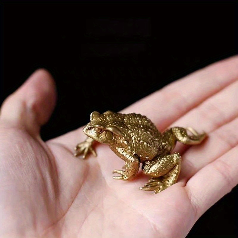 

Feng Shui Copper Pocket Money Frog Fortune Brass Toad Figurine - Indoor/outdoor Decorative Statue - No Electricity Required