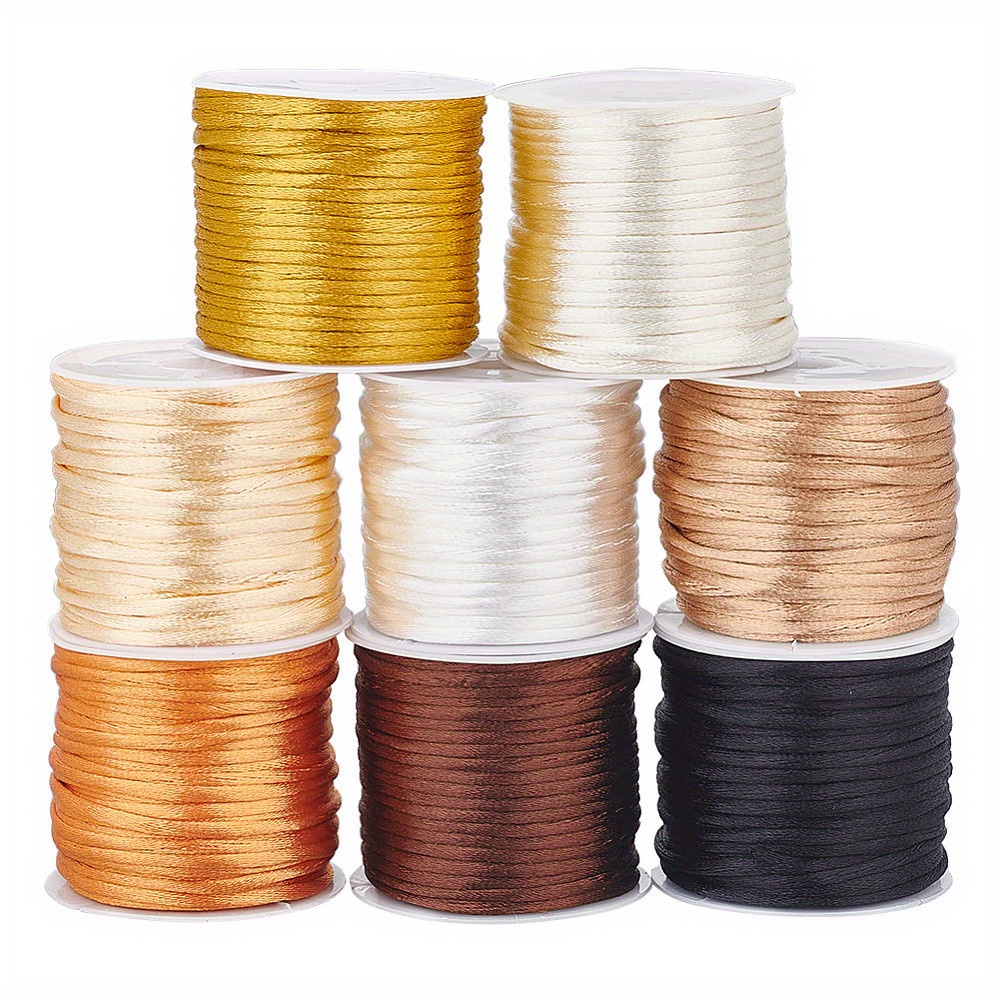 

1bag Nylon Rattail Satin Cord 2mm Rat Tail Cord Braided Nylon String Chinese Knotting Cord Kumihimo Macrame Thread Assorted For Crafting Christmas Tree