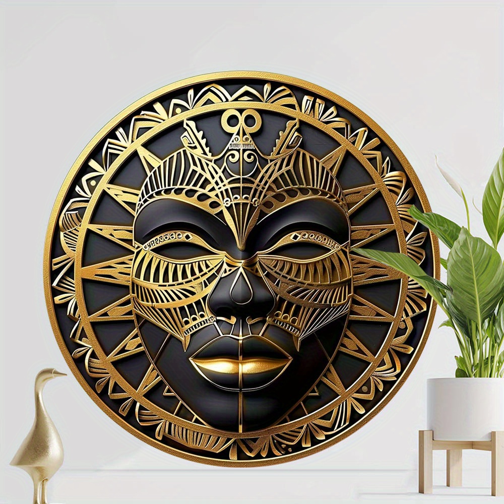 

1pc Modern And Luxurious Black And Golden Decorative Mask Sign, Door Plaque, For Door Farmhouse Festival Hanging Decoration, For Window Yard Garden, For Home Room Living Room Office Decor