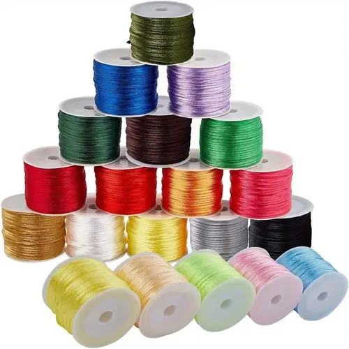 1set 20 rolls 20 colors 300 yards 1 5mm satin cord nylon trim beading for necklace bracelet beading chinese knot