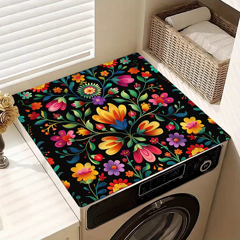 

1pc, Dish Drying Pad, Mexican Style Colorful Printed Washing Machine Dust Cover Pad, Washstand Drain Mat, Soft Faucet Absorbent Mat, Washstand Cup Mat, Kitchen Accessories, Bathroom Accessories