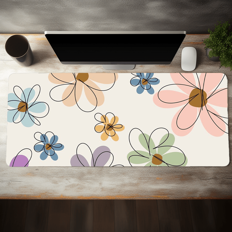 

Floral Gaming Mouse Pad Summer Floral Large Desk Mat Aesthetic Office Desk Accessories Non-slip Rubber Base Desk Pad For Desk Laptop,35.4x15.7 Inch For Home Office Game Gift