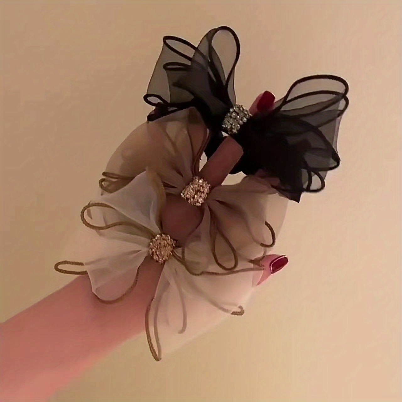 Elegant Brown Mesh Bow Headband 2pcs elegant vintage mesh bow hair ties women s soft - Temu  main image 3