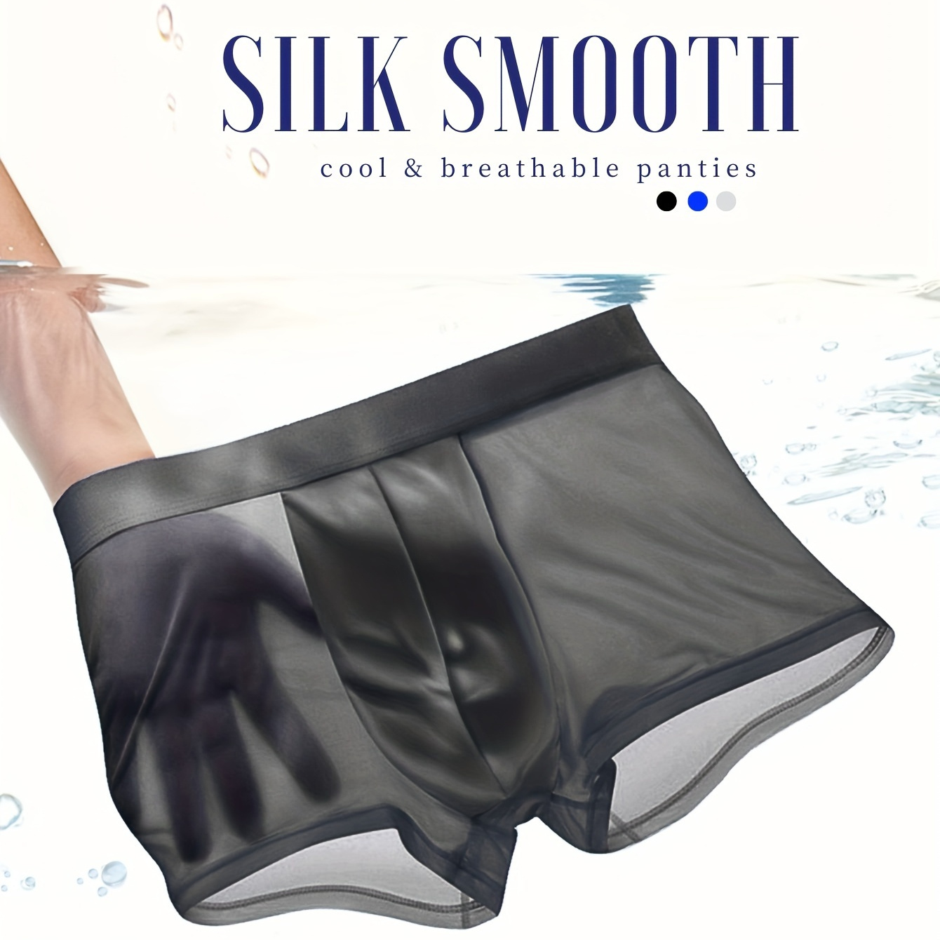 

Men's Boxer Briefs, Ice Silk Seamless Panties, Cool & Breathable Exotic Underwear, Comfort Fit Elastic Underwear For Men