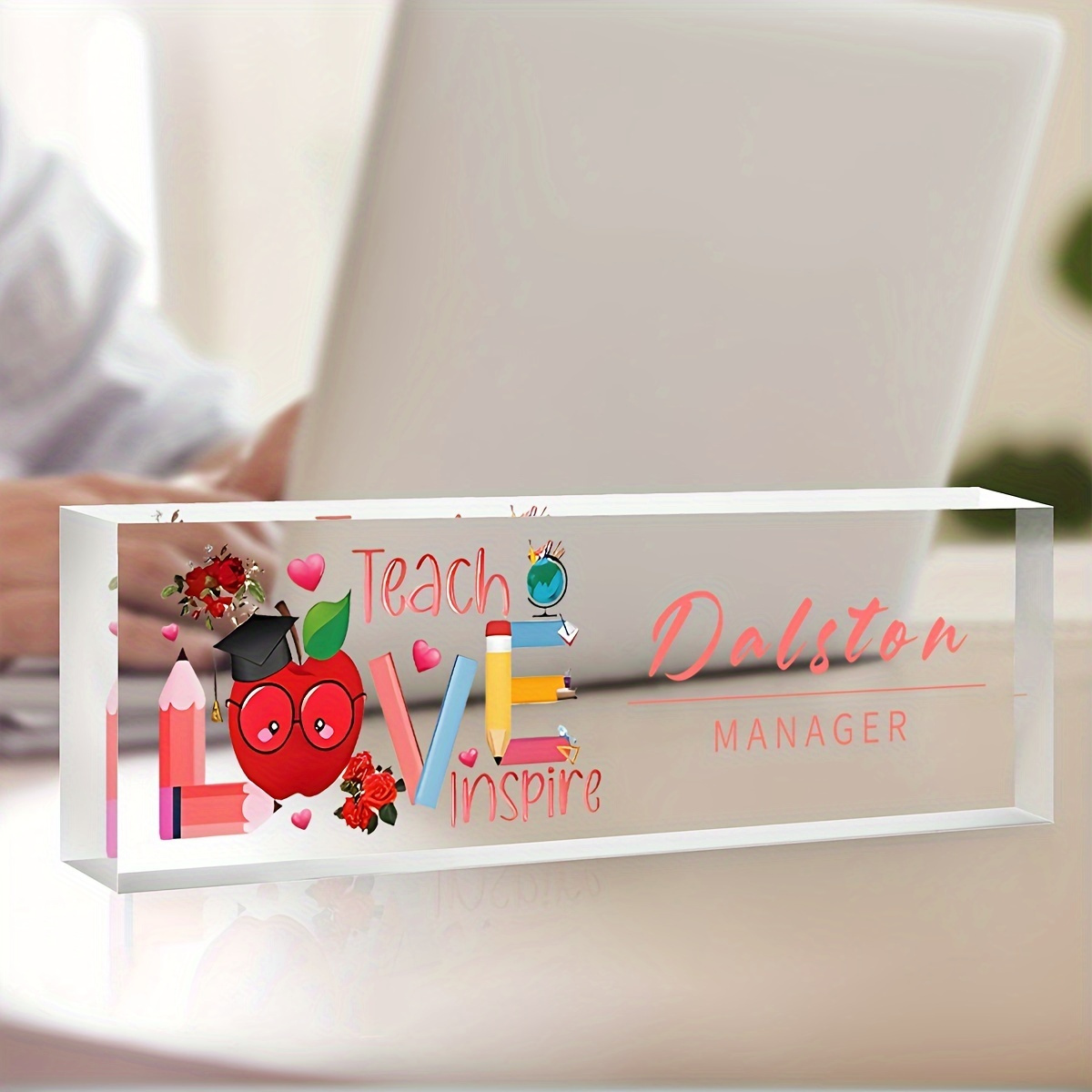 

1pc Customized Desk Name Plate Personalized Name Tag, Desk Decorations For Office, Acrylic Desk Name Plate, Customized Gift.