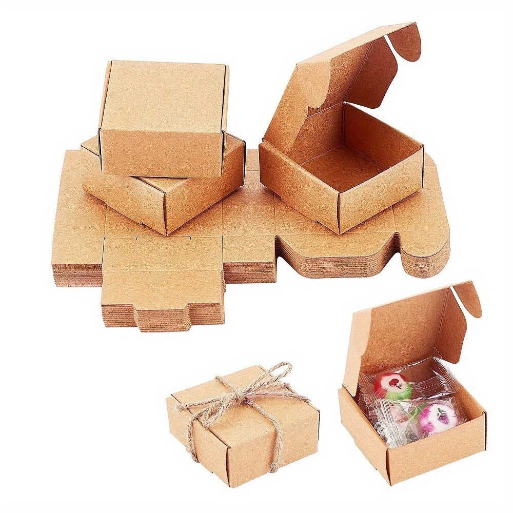 

50 boîtes en papier kraft, boîte pliante carrée beige, pour ranger les bijoux et les petits objets, 5.5x5.5x2.5cm/2.17x2.17x0.98 pouces