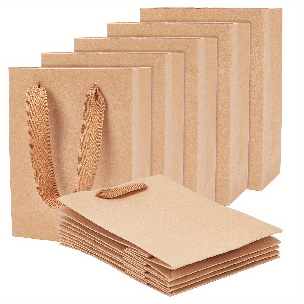 

Lot de 50 sacs en papier kraft avec poignées en corde, 16x12x5.7cm/6.3x4.72x2.24 pouces, sacs de marchandise au détail, parfaits pour l'emballage cadeau