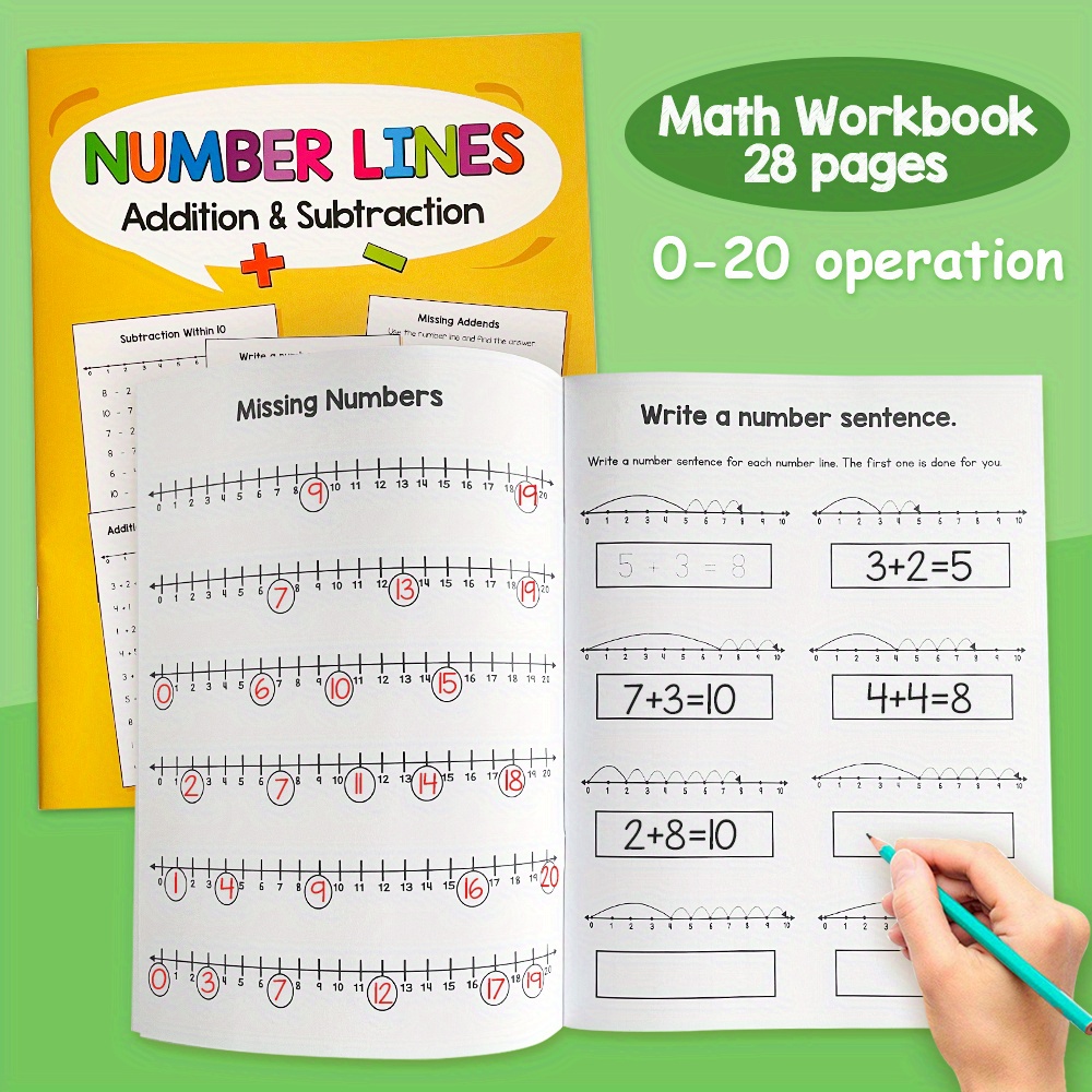 

Number Lines , Addition And Subtraction Math 0-20, Math Books, Addition And Add & Subtract Workbook Gift Homeschool Aids