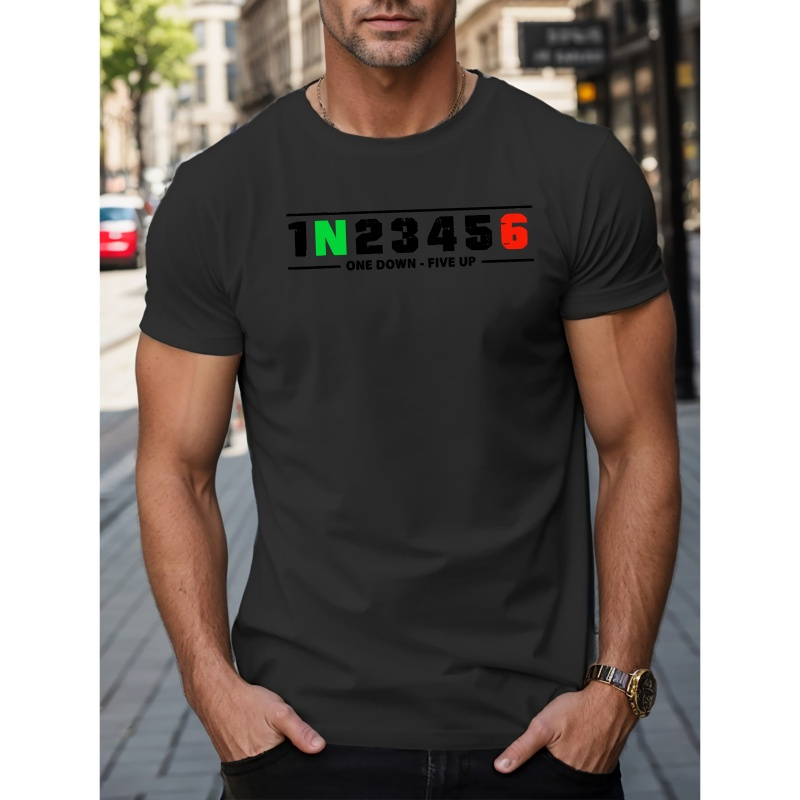 

1n23456 Print Tee Shirt, Tees For Men, Casual Short Sleeve T-shirt For Summer