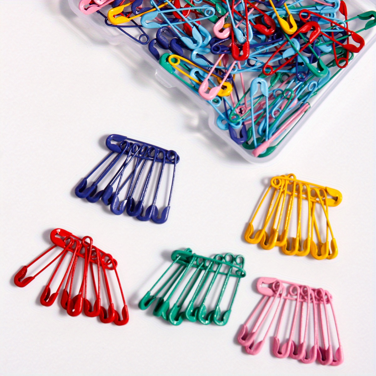 

150-piece Colorful Safety Pins Set - Assorted Candy Colors, Small Decorative Clasp Pins For Jewelry And Crafts, Mixed Color Box Pack