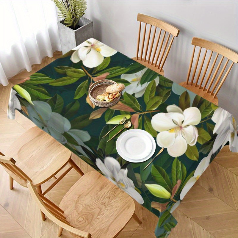 

Elegant Magnolia Tablecloth: Perfect For Home Or Gift - Machine-made, Waterproof, And Durable - Floral Design For Any Occasion