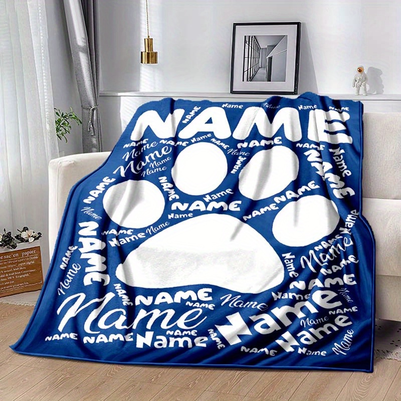 

Custom Pet Name Throw Blanket - Personalized Gift For Birthdays & Valentine's Day, Soft Polyester, Hypoallergenic, Ideal For Bedroom, Sofa, Couch Decor